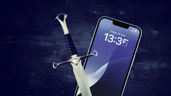 Sword on top of Apple iPhone